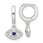 Sterling Silver E-Coating Blue & White CZ Evil Eye Dangle Hoop Earrings - Product Photo