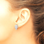 Sterling Silver Polished Designed Hamsa Post Earrings - Product Photo