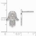 Sterling Silver Polished Designed Hamsa Post Earrings - Product Photo