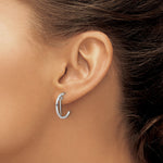 Sterling Silver RH-plated Polished Wings Dangle Post C-Hoop Earrings - Product Photo