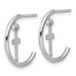 Sterling Silver Rhodium-plated Polished Cross Dangle Post C-Hoop Earrings - Product Photo