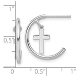 Sterling Silver Rhodium-plated Polished Cross Dangle Post C-Hoop Earrings - Product Photo