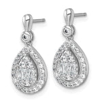 SS RH-plated Polished Fancy CZ Teardrop Post Dangle Earrings - Product Photo