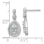 SS RH-plated Polished Fancy CZ Teardrop Post Dangle Earrings - Product Photo