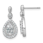 SS RH-plated Polished Fancy CZ Teardrop Post Dangle Earrings - Product Photo