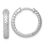 Sterling Silver RH-pltd Polished Braided Hinged Round Hoop Earrings - Product Photo