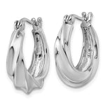 Sterling Silver Rhodium-plated Twisted Hoop Earrings - Product Photo