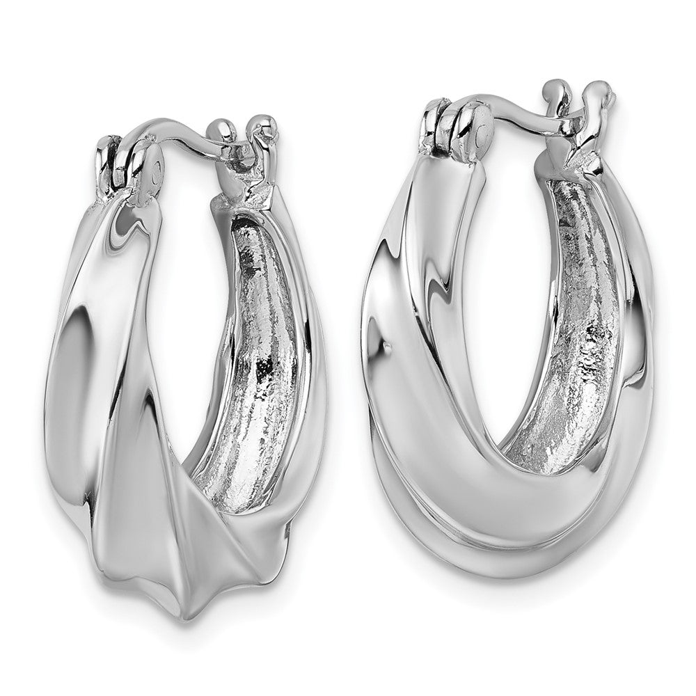 Sterling Silver Rhodium-plated Twisted Hoop Earrings - Product Photo