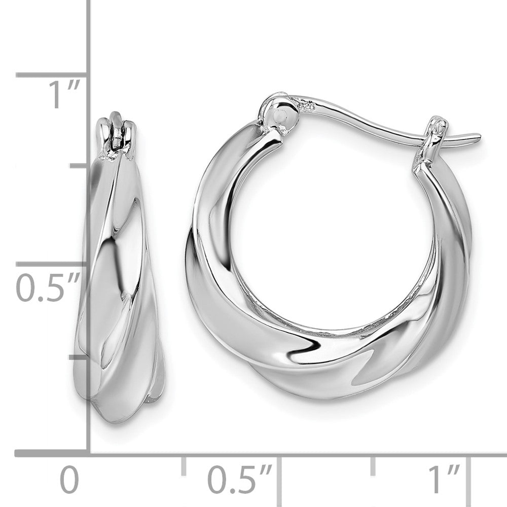 Sterling Silver Rhodium-plated Twisted Hoop Earrings - Product Photo