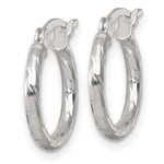 Sterling Silver Polished Diamond-cut 2.0mm Round Hoop Earrings - Product Photo