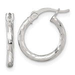 Sterling Silver Polished Diamond-cut 2.0mm Round Hoop Earrings - Product Photo
