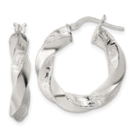 Sterling Silver Polished Greek Key 5mm Twisted Hoop Earrings - Product Photo