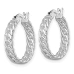 Sterling Silver RH-pltd Polish 4mm Curb Link Round Hoop Earrings - Product Photo