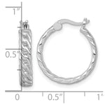 Sterling Silver RH-pltd Polish 4mm Curb Link Round Hoop Earrings - Product Photo