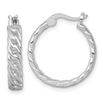 Sterling Silver RH-pltd Polish 4mm Curb Link Round Hoop Earrings - Product Photo