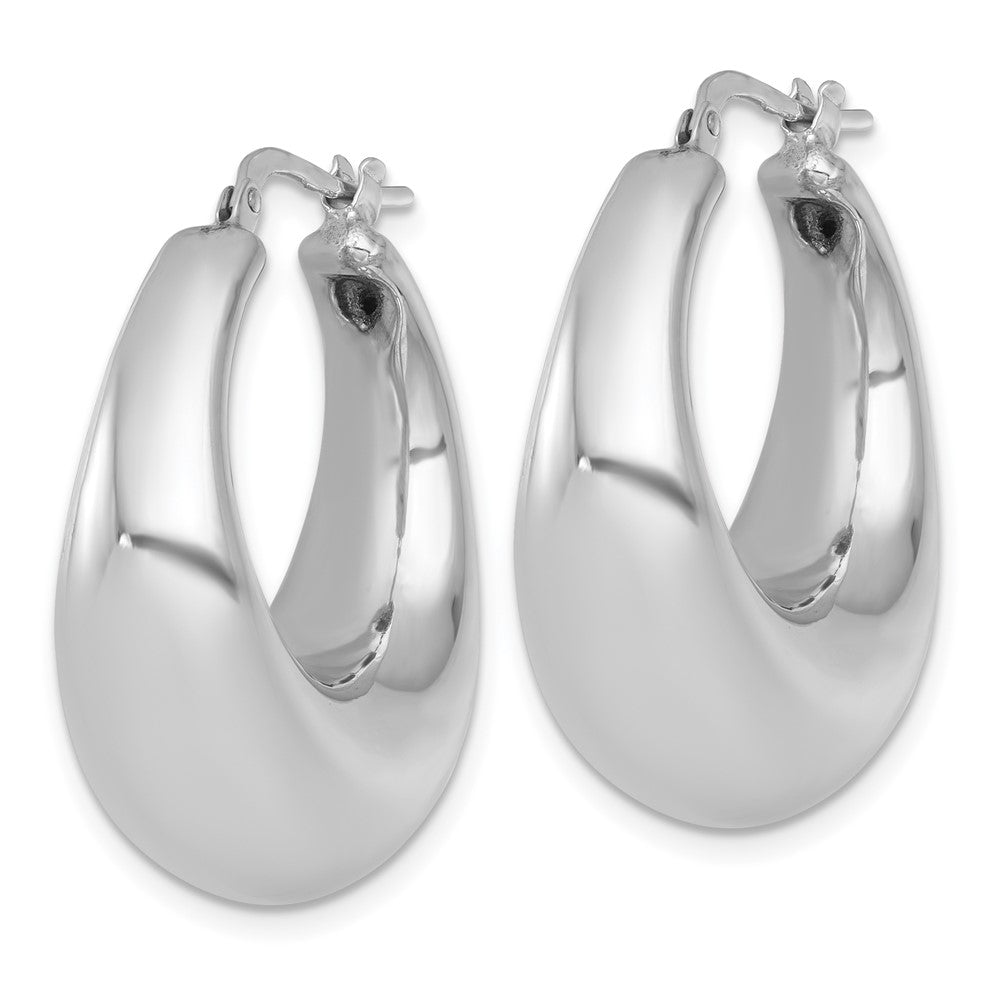 Sterling Silver Rhodium-plated Polished 12mm Hoop Earrings - Product Photo