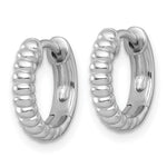 Sterling Silver RH-pltd Polished Grooved 3mm Round Hoop Earrings - Product Photo