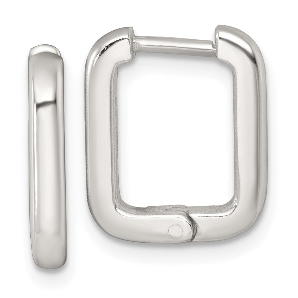Sterling Silver Polished Hinged Rectangular Hoop Earrings - Product Photo