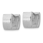 Sterling Silver Rhodium-plated Brushed Square Hinged Hoop Earrings - Product Photo