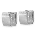 Sterling Silver Rhodium-plated Brushed Square Hinged Hoop Earrings - Product Photo
