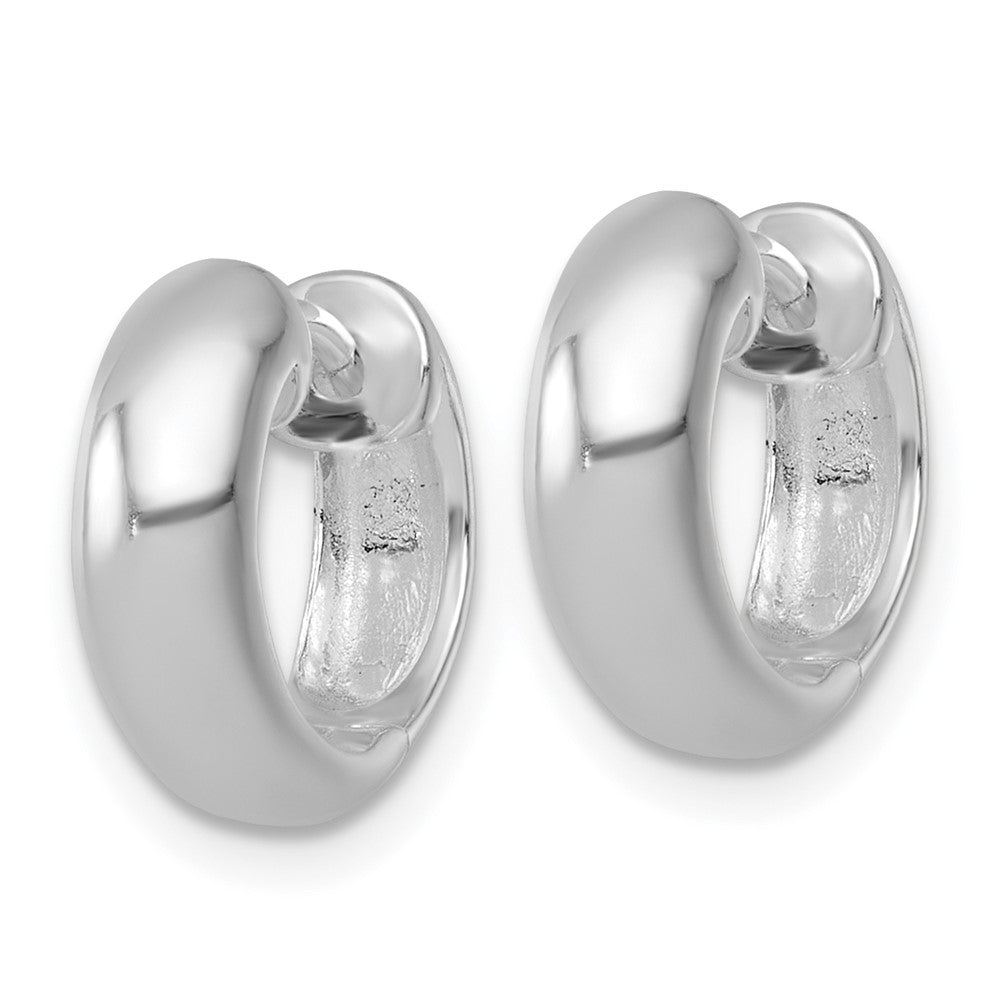 Sterling Silver RH-plated Polished 5mm Hinged Round Hoop Earrings - Product Photo