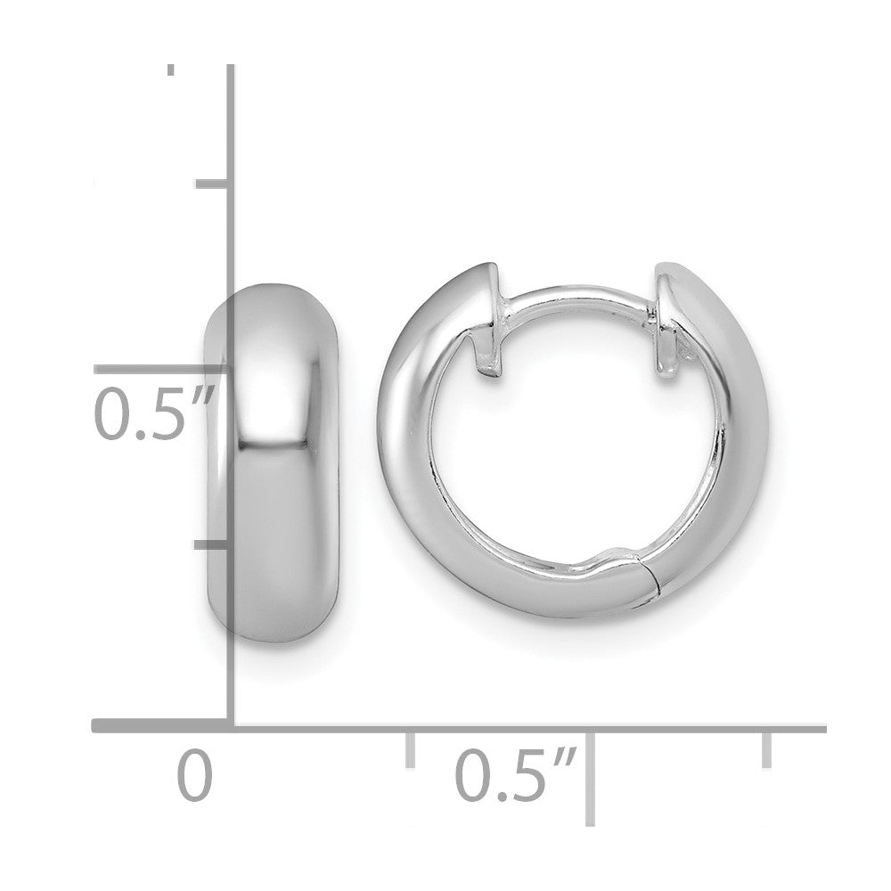 Sterling Silver RH-plated Polished 5mm Hinged Round Hoop Earrings - Product Photo