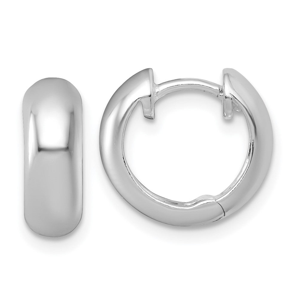 Sterling Silver RH-plated Polished 5mm Hinged Round Hoop Earrings