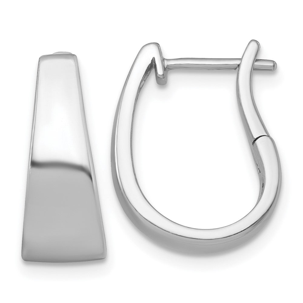 Sterling Silver RH-plated Polished Tapered Hinged Hoop Earrings