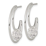 Sterling Silver Polished Textured Fancy Post C-Hoop Earrings - Product Photo
