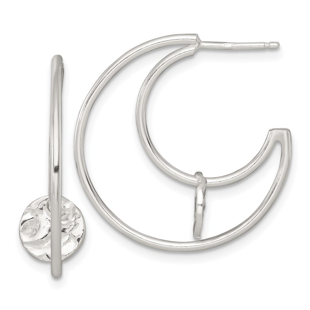 Sterling Silver Polished Textured Fancy Post C-Hoop Earrings - Product Photo
