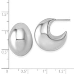 Sterling Silver Rhodium-plated Polished Hollow Fancy Post J-Hoop Earrings - Product Photo