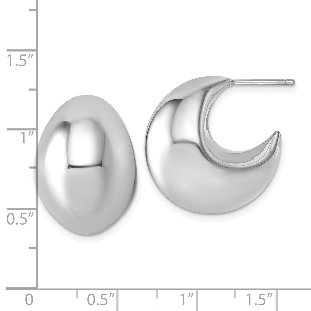 Sterling Silver Rhodium-plated Polished Hollow Fancy Post J-Hoop Earrings - Product Photo