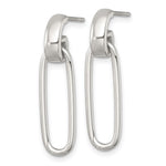 Sterling Silver Polished Elongated Oval Post Dangle Earrings - Product Photo