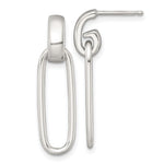Sterling Silver Polished Elongated Oval Post Dangle Earrings - Product Photo