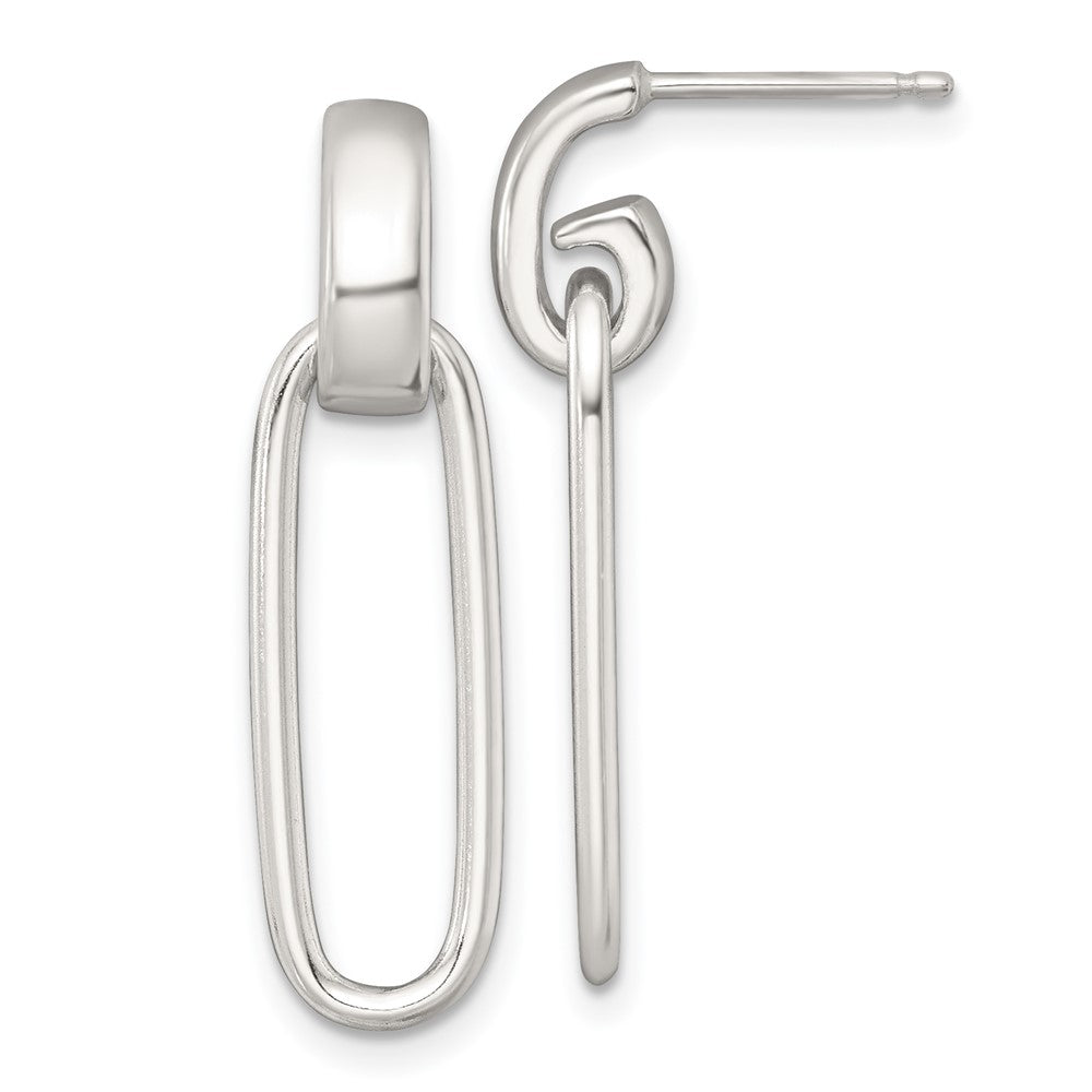 Sterling Silver Polished Elongated Oval Post Dangle Earrings