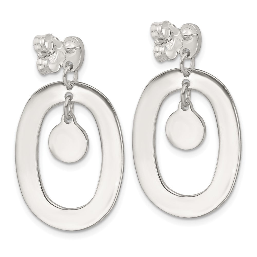 Sterling Silver Oval Mother of Pearl Post Dangle Earrings - Product Photo
