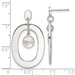 Sterling Silver Oval Mother of Pearl Post Dangle Earrings - Product Photo