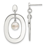Sterling Silver Oval Mother of Pearl Post Dangle Earrings - Product Photo