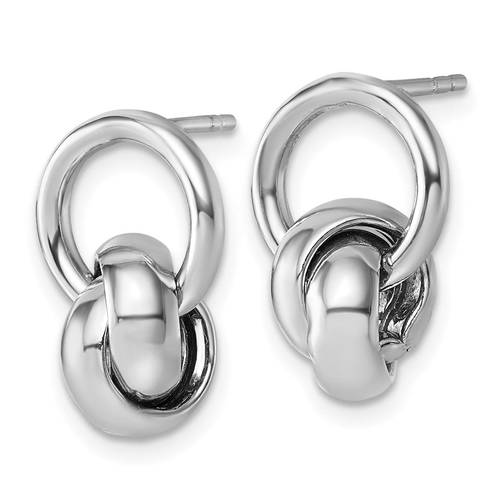 Sterling Silver Rh-plated Polish Love Knot Dangle Post Earrings - Product Photo