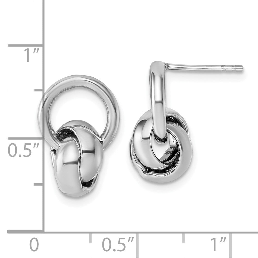 Sterling Silver Rh-plated Polish Love Knot Dangle Post Earrings - Product Photo