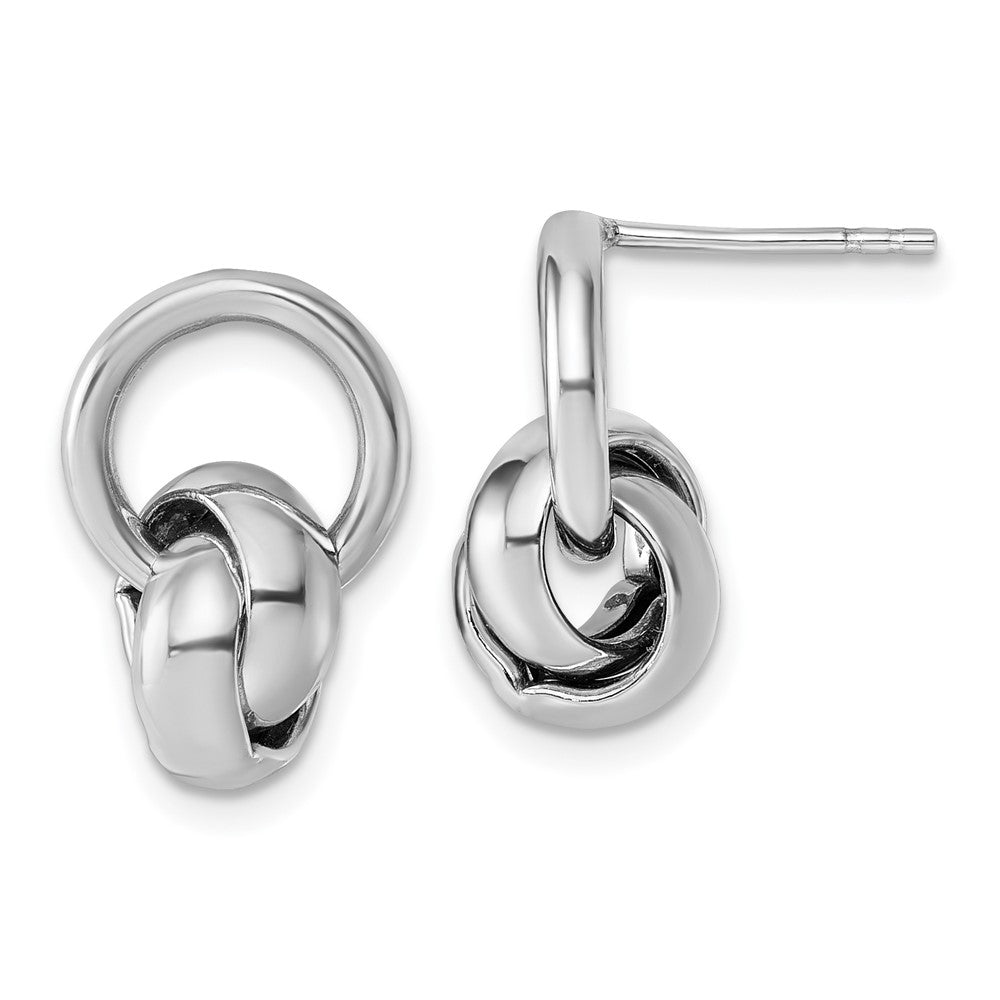 Sterling Silver Rh-plated Polish Love Knot Dangle Post Earrings