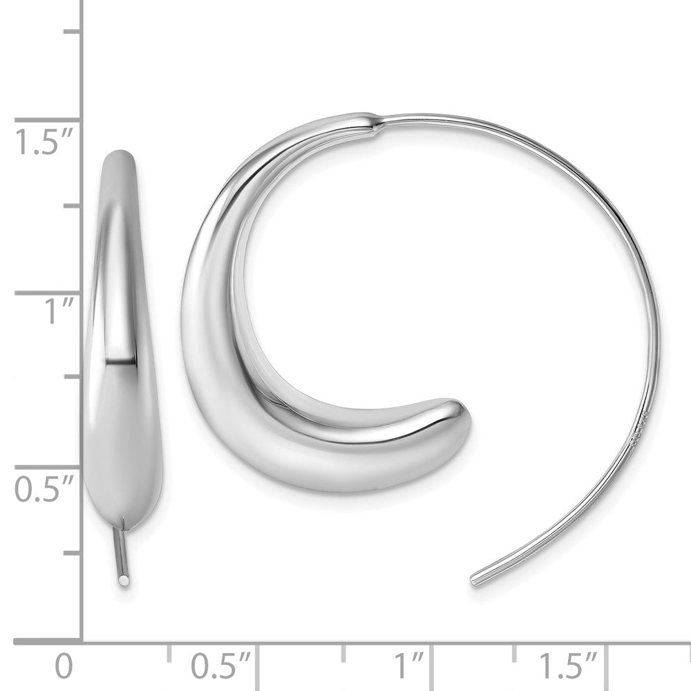 Sterling Silver Rhodium-plated Polished Circle Threader Earrings - Product Photo