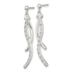 Sterling Silver Polished Fancy CZ Post Dangle Earrings - Product Photo