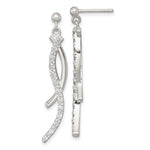 Sterling Silver Polished Fancy CZ Post Dangle Earrings - Product Photo