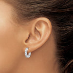 Sterling Silver Rhodium-plated CZ Hinged Hoop Earrings - Product Photo