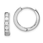 Sterling Silver Rhodium-plated CZ Hinged Hoop Earrings - Product Photo