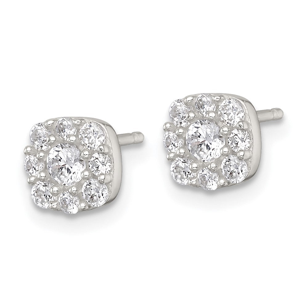 Sterling Silver Polished CZ Cluster Post Earrings - Product Photo