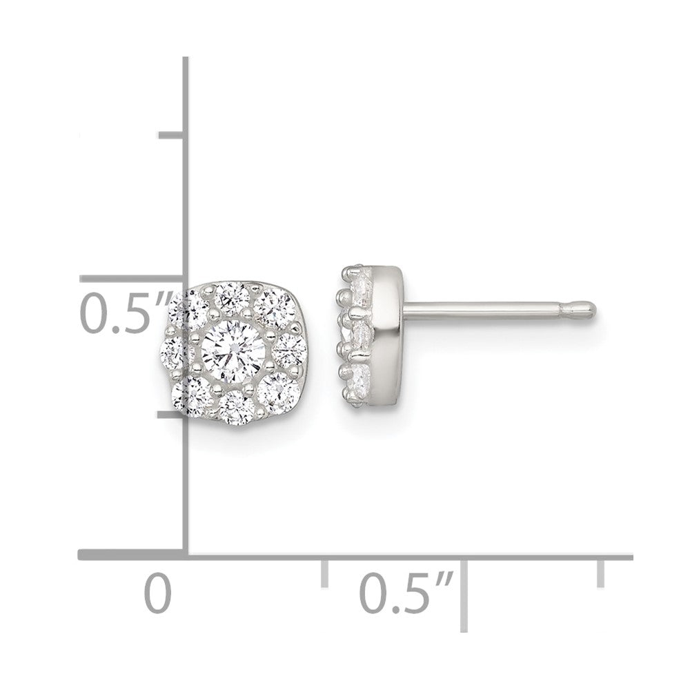 Sterling Silver Polished CZ Cluster Post Earrings - Product Photo
