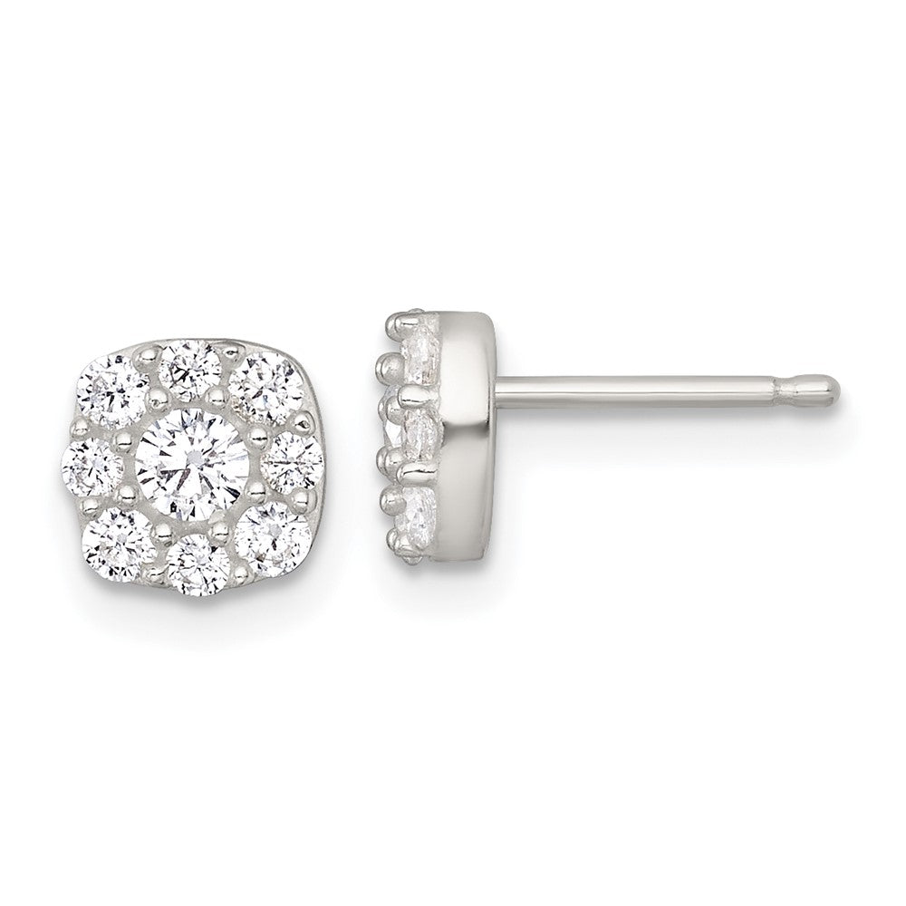 Sterling Silver Polished CZ Cluster Post Earrings