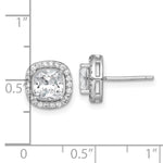 Sterling Silver Rh-pltd Polished 10mm Cushion Halo CZ Post Earrings - Product Photo